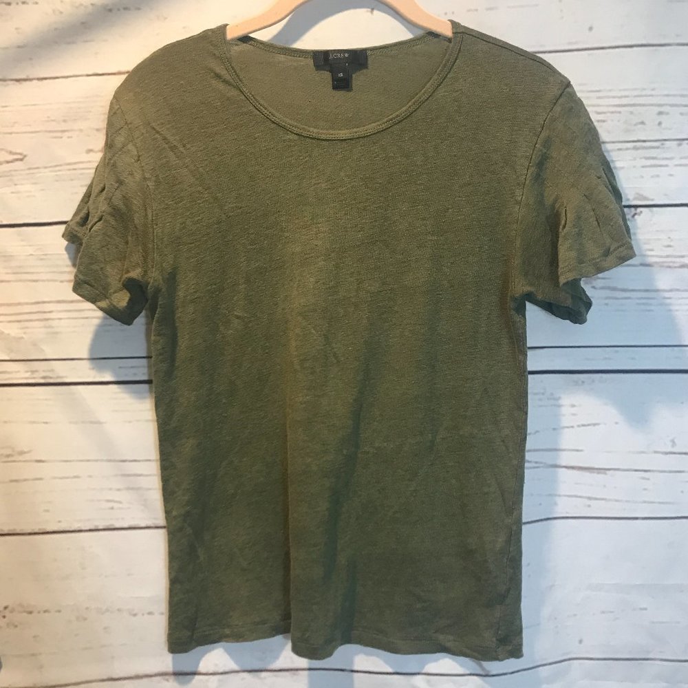 J. Crew Linen Cotton Flutter Sleeve T - XS